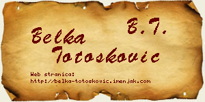Belka Totošković vizit kartica